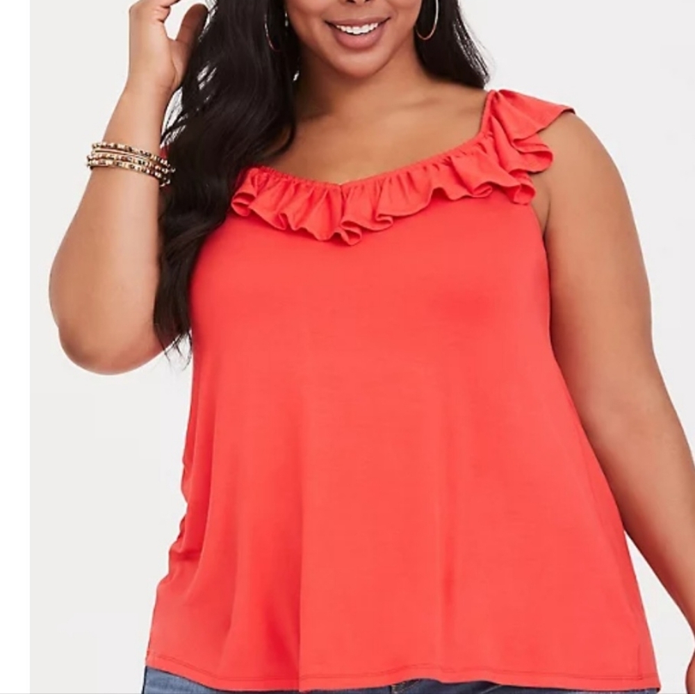 Torrid Coral Orange Super Soft Ruffle Cami Tank Top  Plus Size 1 1X or 14/16